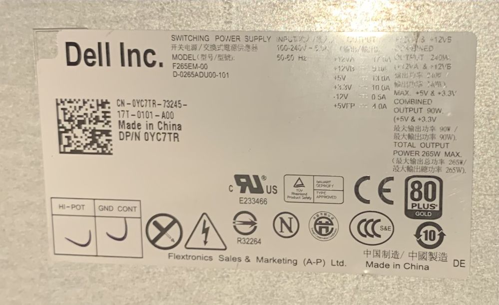 Zasilacz ATX Dell optiplex 790, optiplex 7010, optiplex 9020 i inne