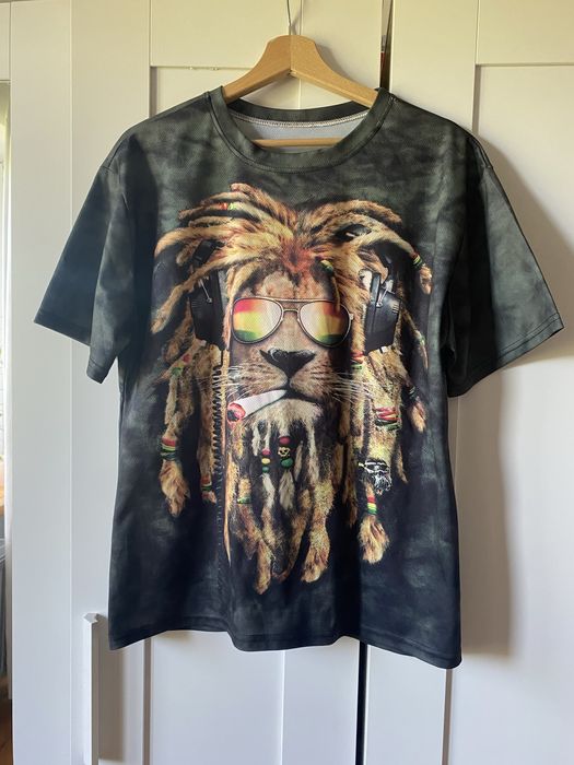 Męski t-shirt bluzka z krótkim rękawem lew rasta lion reagge