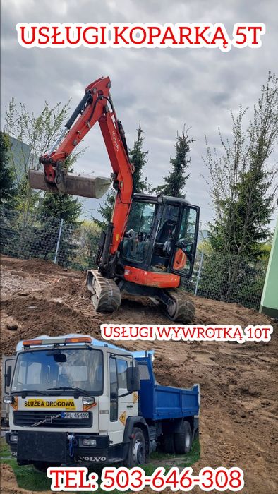 Usługi koparką obrotową z młotem do kłucia.Koparka ładowarka