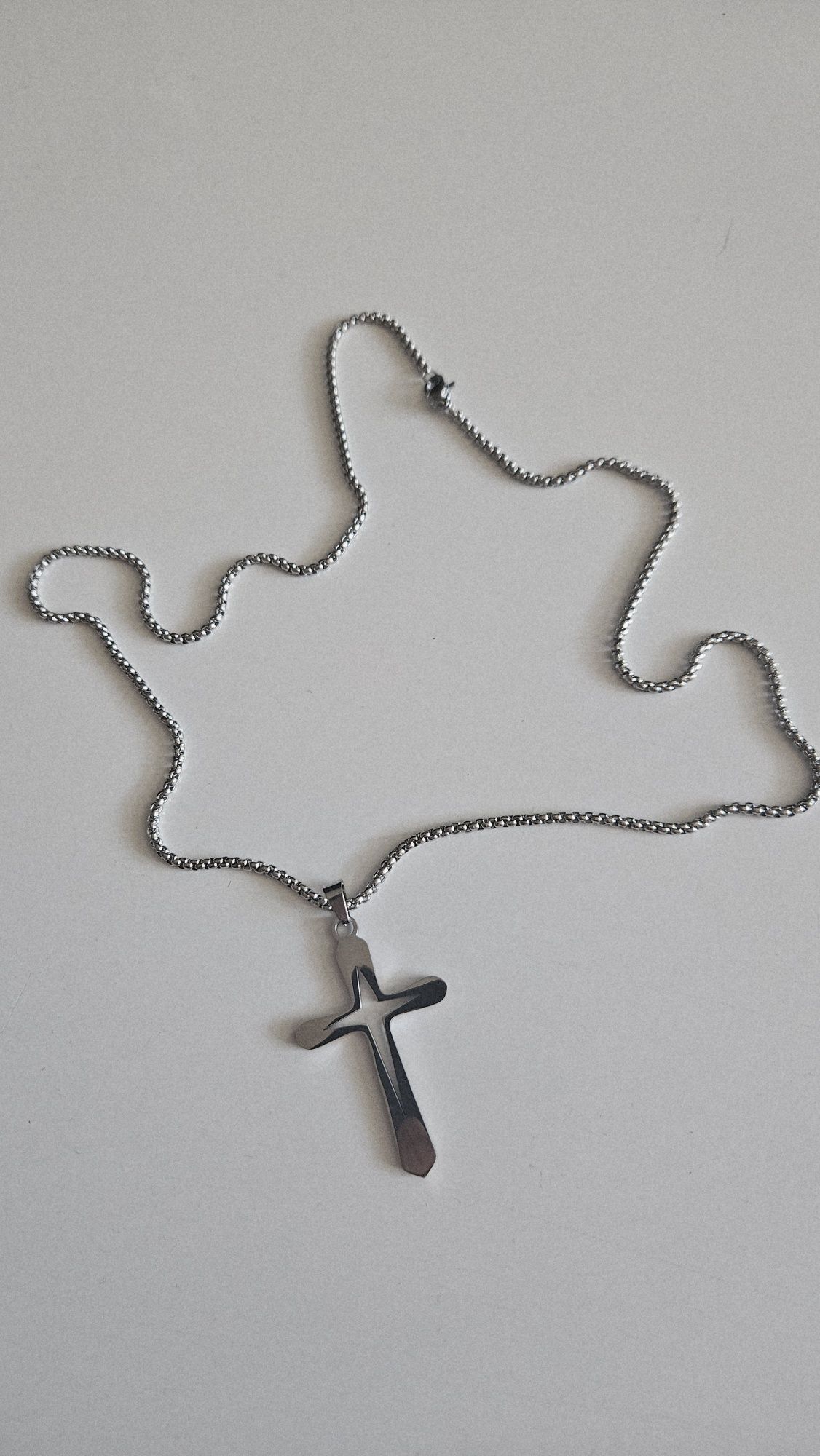 Łańcuszek z krzyżykiem stal 60 cm