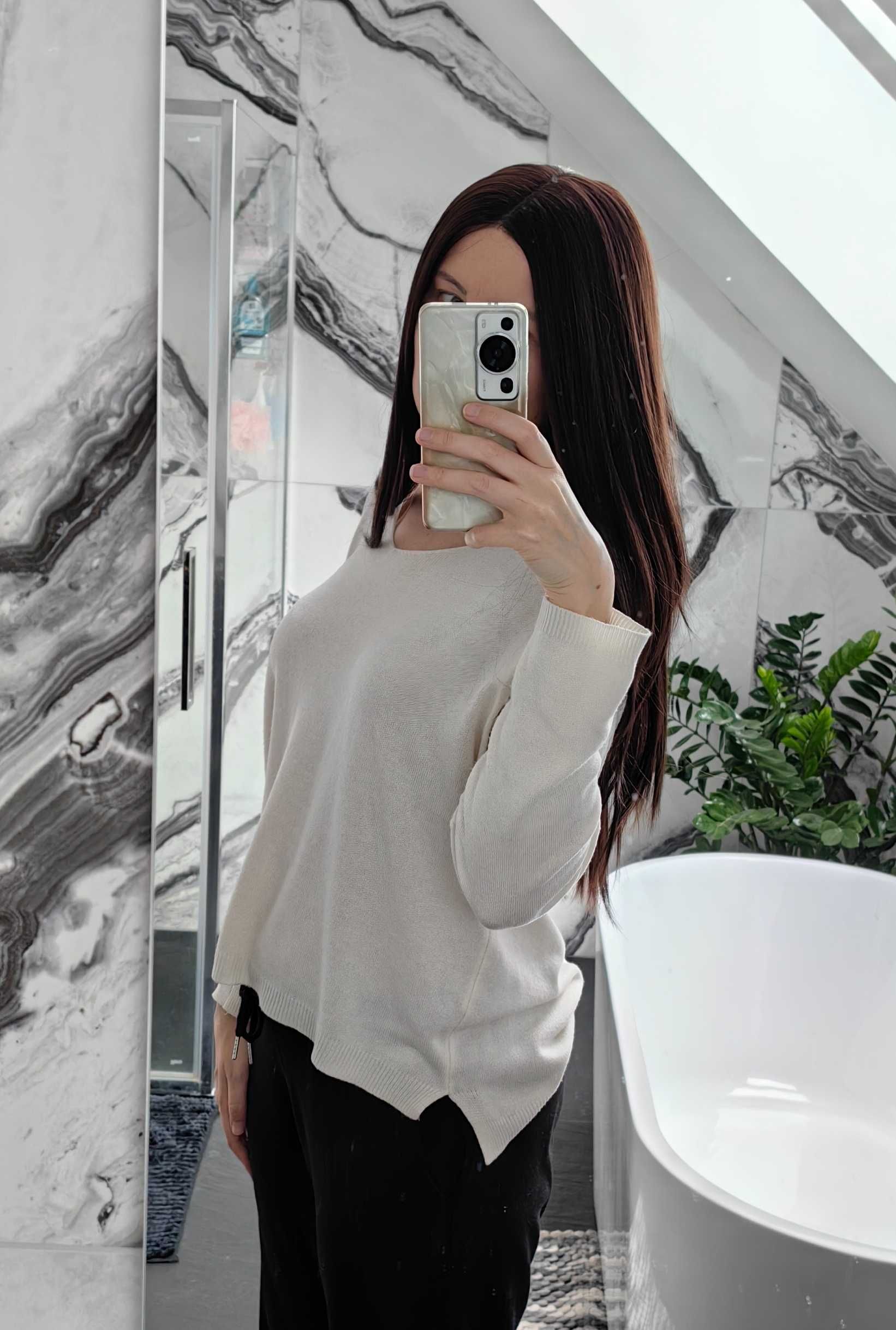 Peruka syntetyczna długa 70 cm prosta brąz lace front bezklejowa
