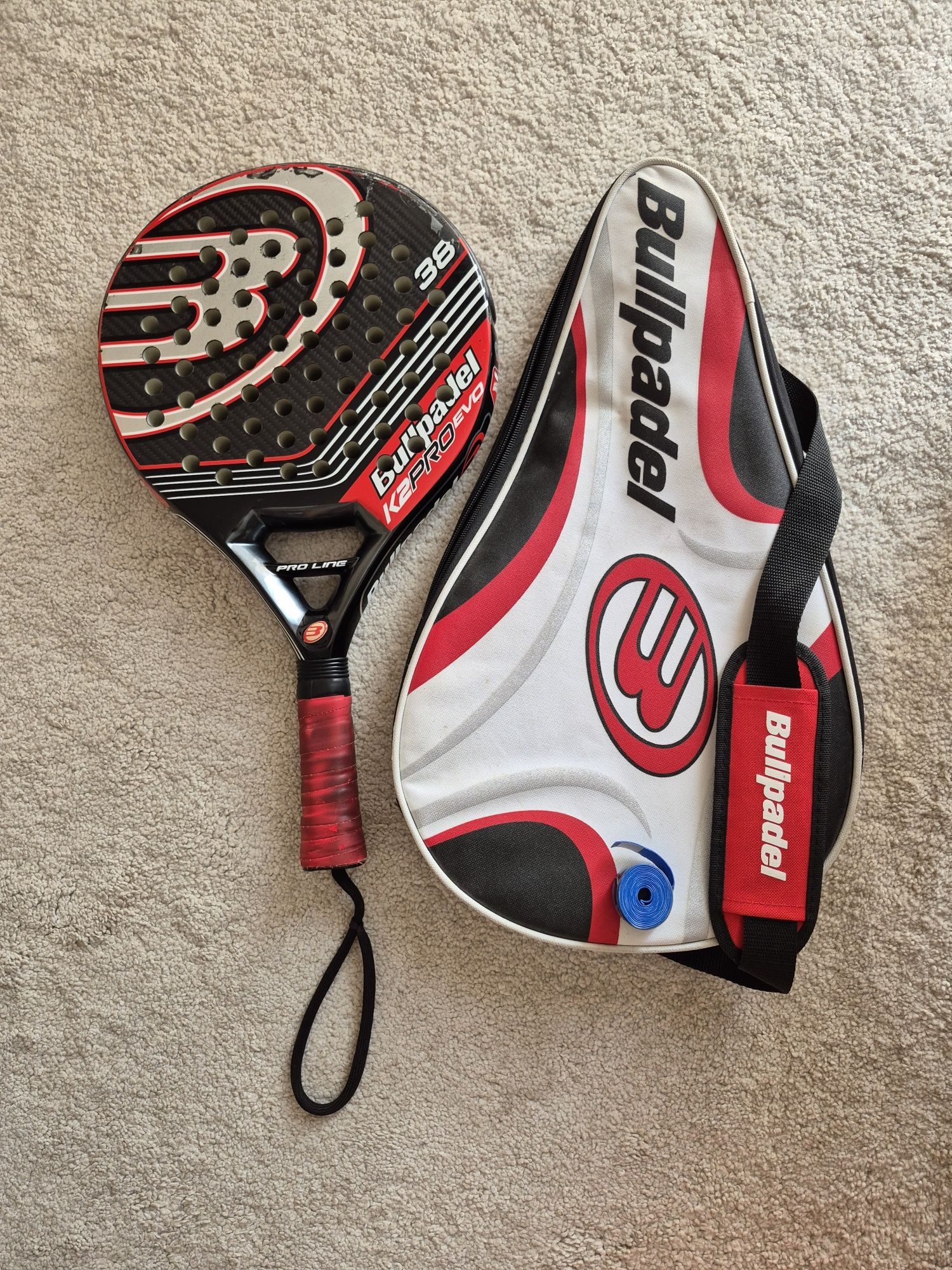 Raquete de Padel Bullpadel K2 Pro Evo + Capa + Overgrip Novo