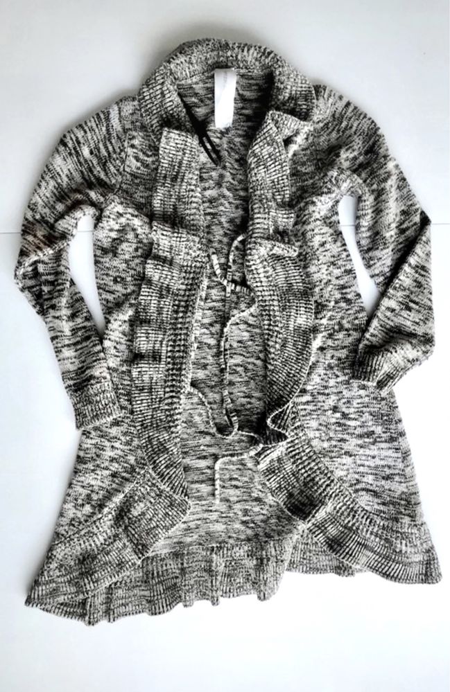 Sweter długi S/36 wiązany, piękny i ciepły#1654