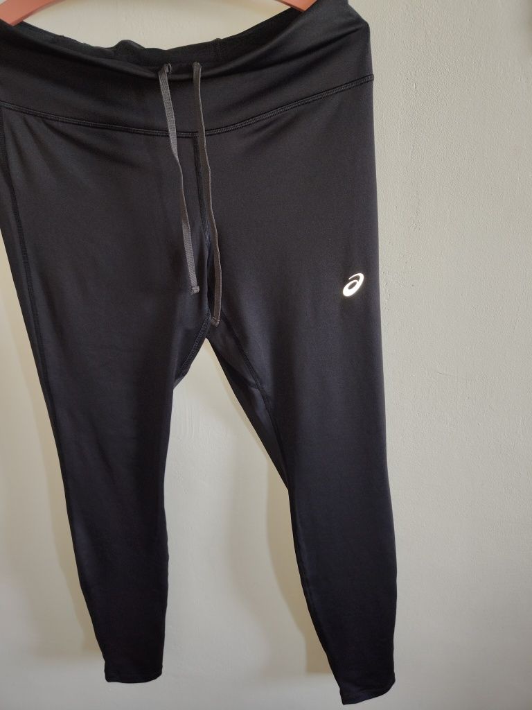 Markowe czarne getry legginsy Asics r XL plus size spodnie sportowe da