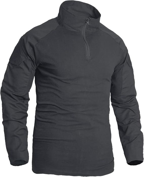 FICUHGOC Taktyczna Męska Koszulka Długi Rękaw Ciepła Czarna XL