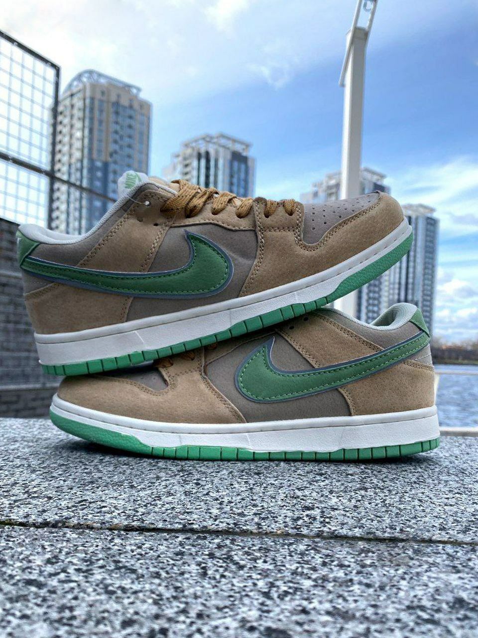 Nike SB dunk beige&green/Мужские кросовки/Чоловічі кросівки/nike/найк