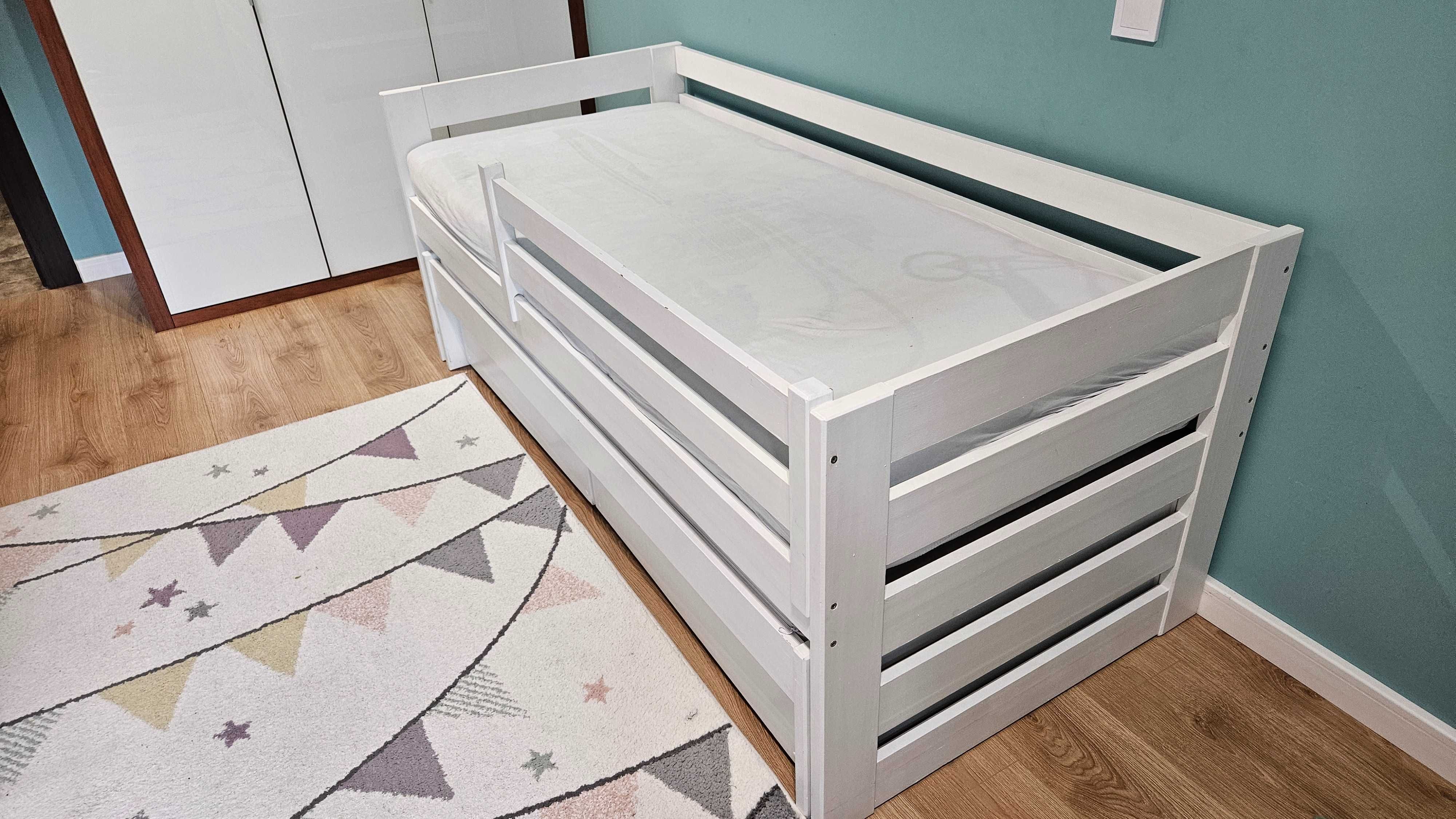 Łóżko podwójne z litego drewna 180x80 z szufladami + dobry materac.