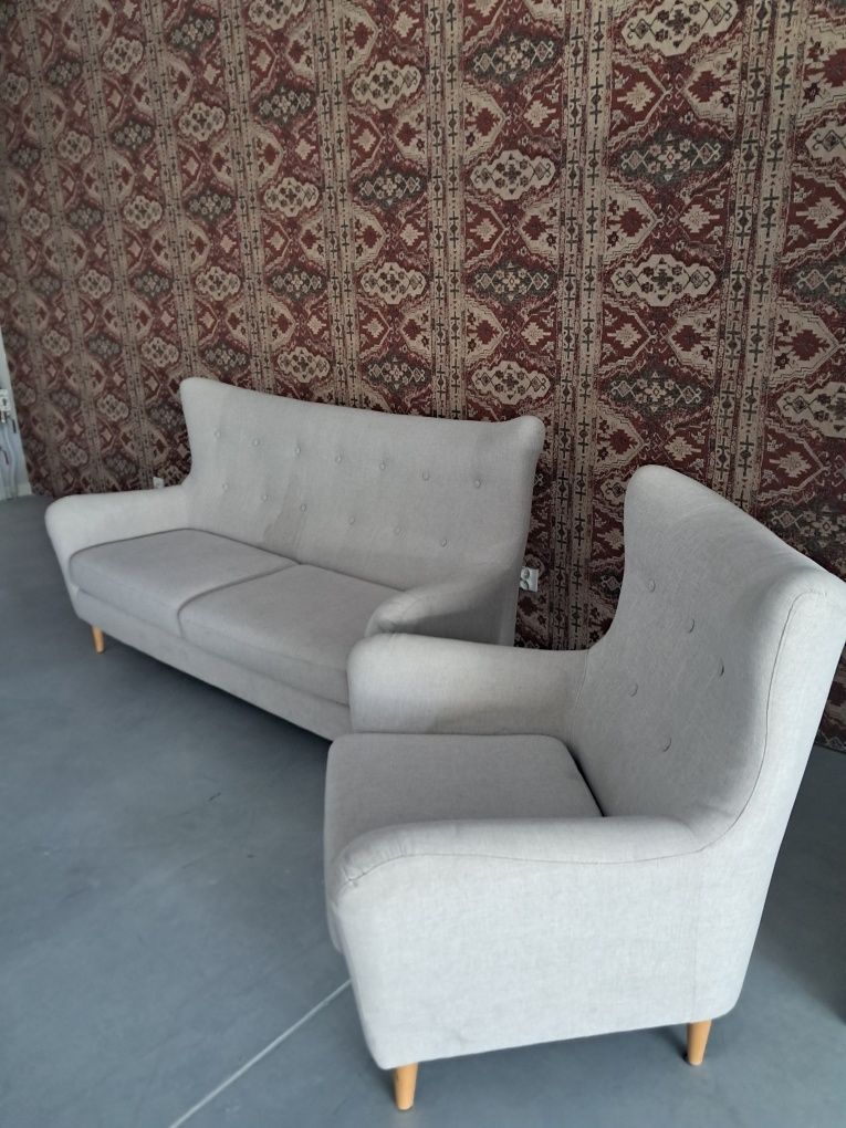 Sofa i fotel beżowy