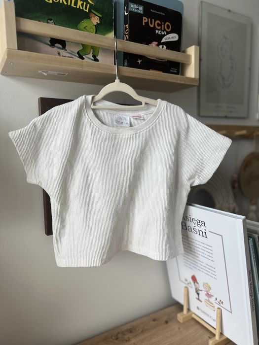 Biała koszulka niemowleca oversize Zara rozmiar 86
