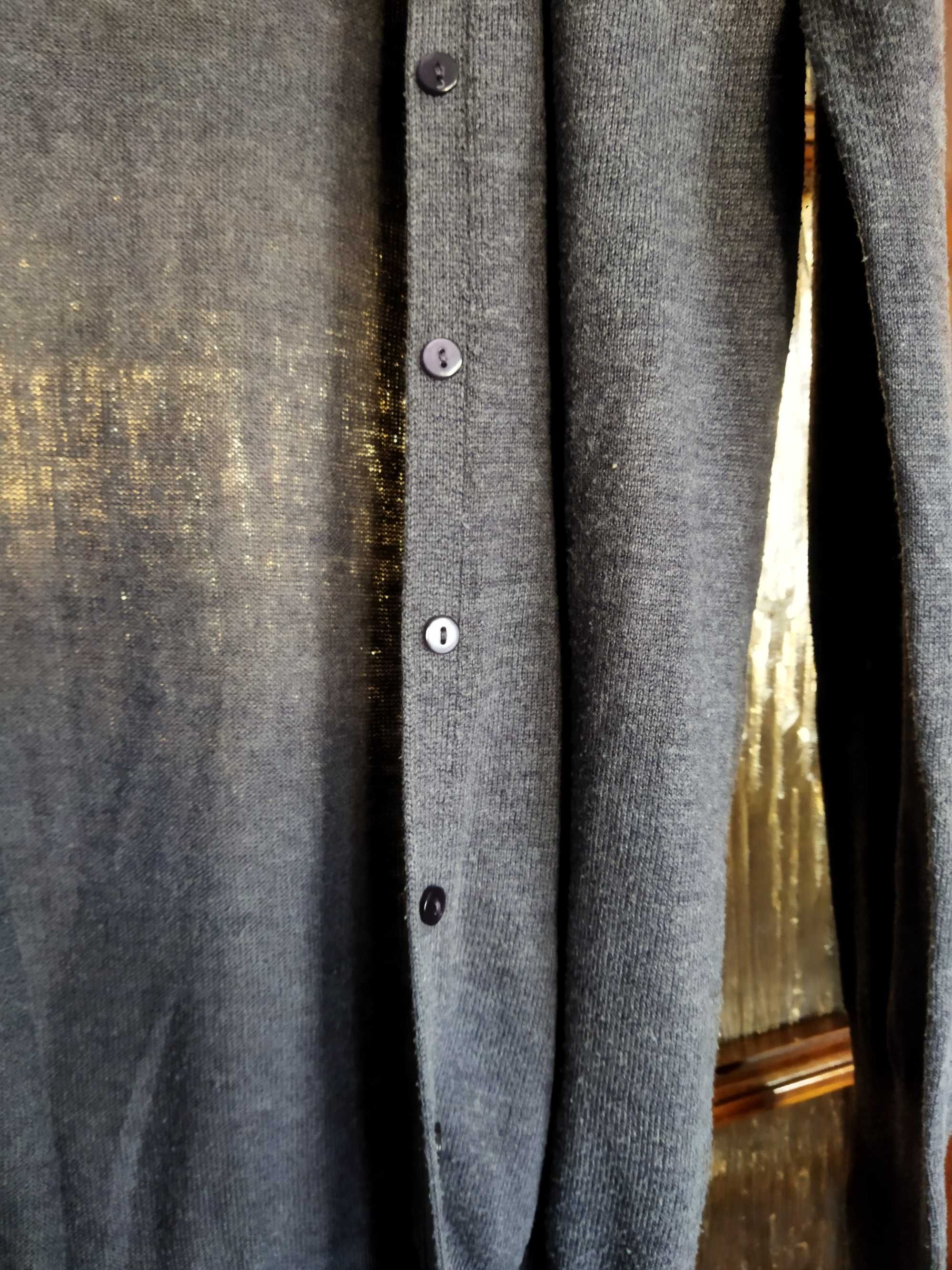Sweter damski L kardigan guziki lekki cienki Reserved szary w fiolet
