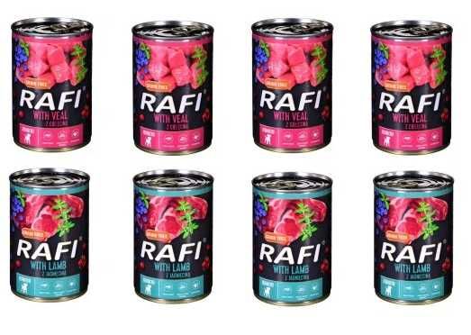 Rafi junior 2 pyszne smaki !!! karma dla psa puszki - 8 x 400g.pycha!!