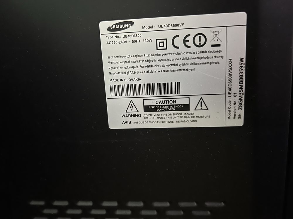 telewizor samsung model ue40D6500vs