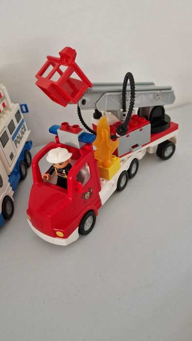Lego Duplo mix straż pożarna policja helikopter ratunkowy