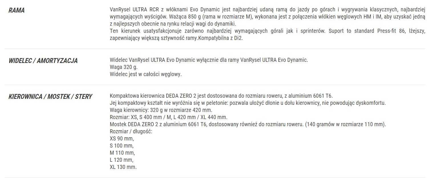 Rower szosowy VanRysel ULTRA RCR