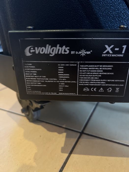 Wytwornica Ciężkiego Dymu Evolights Dj Power X1 6000W + Wózek Okazja!