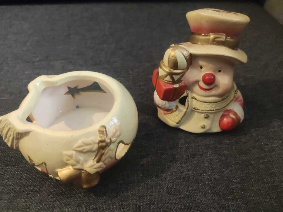 Dwuczęściowy kominek do świec tealight Bałwan