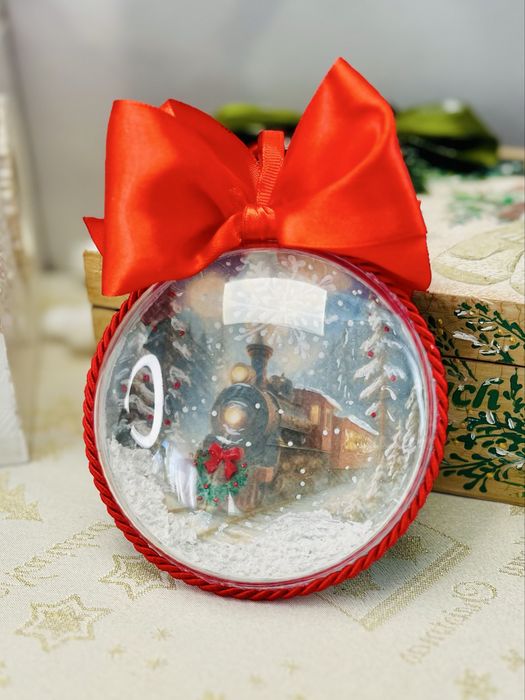 Bombka z pociągiem ręcznie wykonana