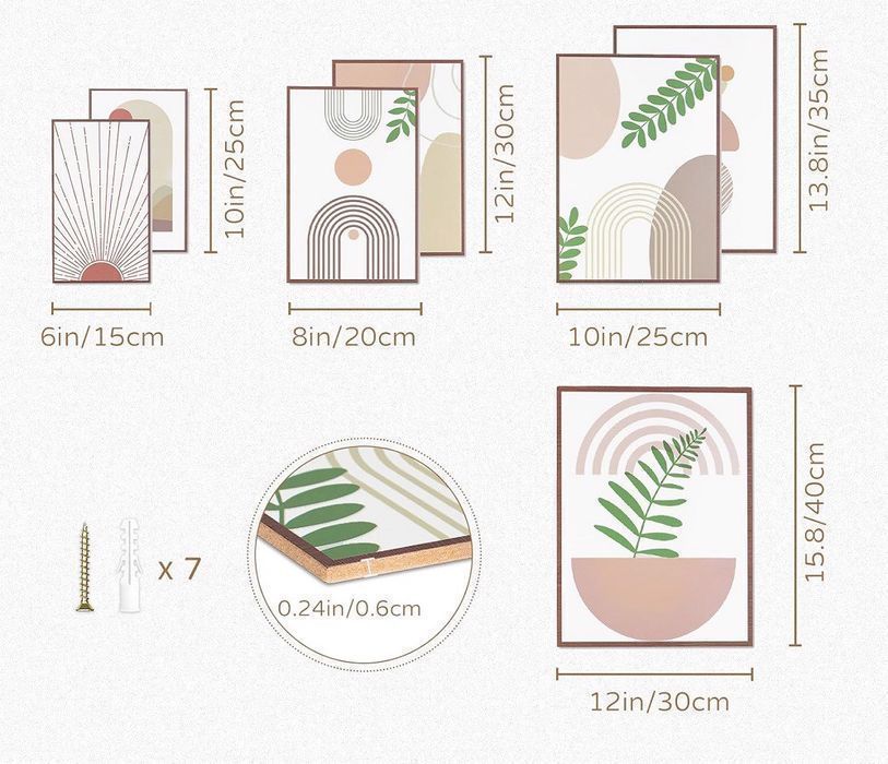 Obrazy ścienne minimalistyczne natura 7 sztuk