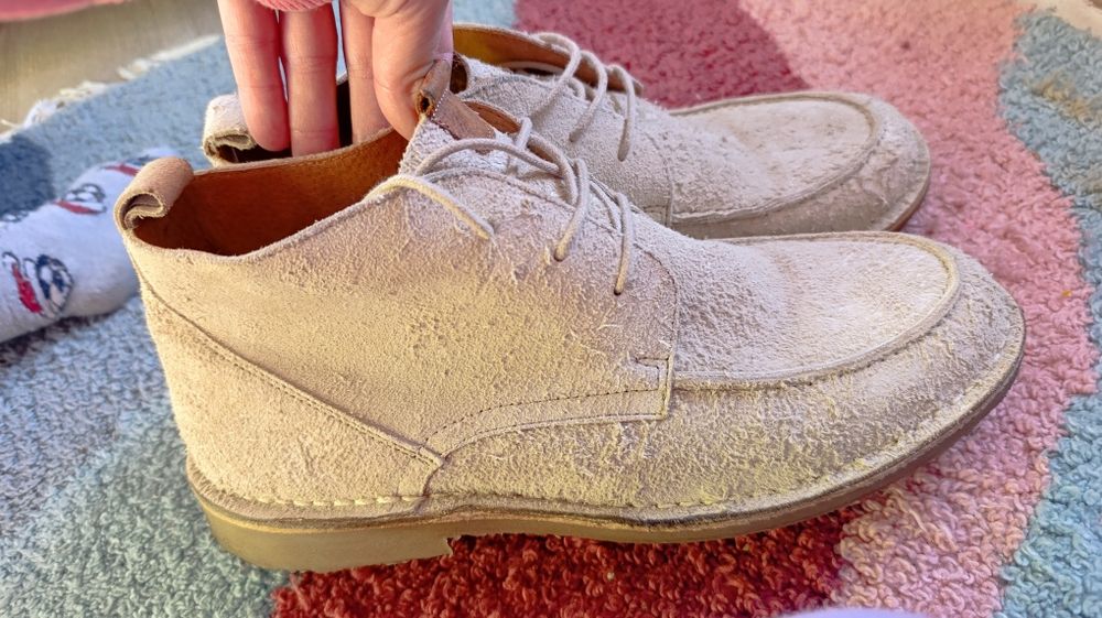 Buty botki męskie z naturalnej skóry/zamszu Bianco