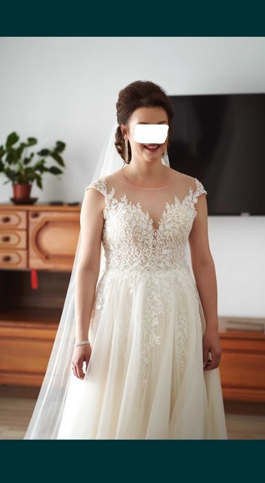 Suknia ślubna 38/40 idealna + welon krótki oraz długi + tren