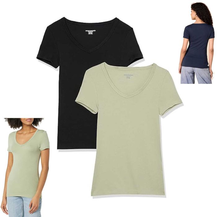 Zestaw 2 sztuk T-shirtów AMAZON ESSENTIALS L Czarny Szałwia