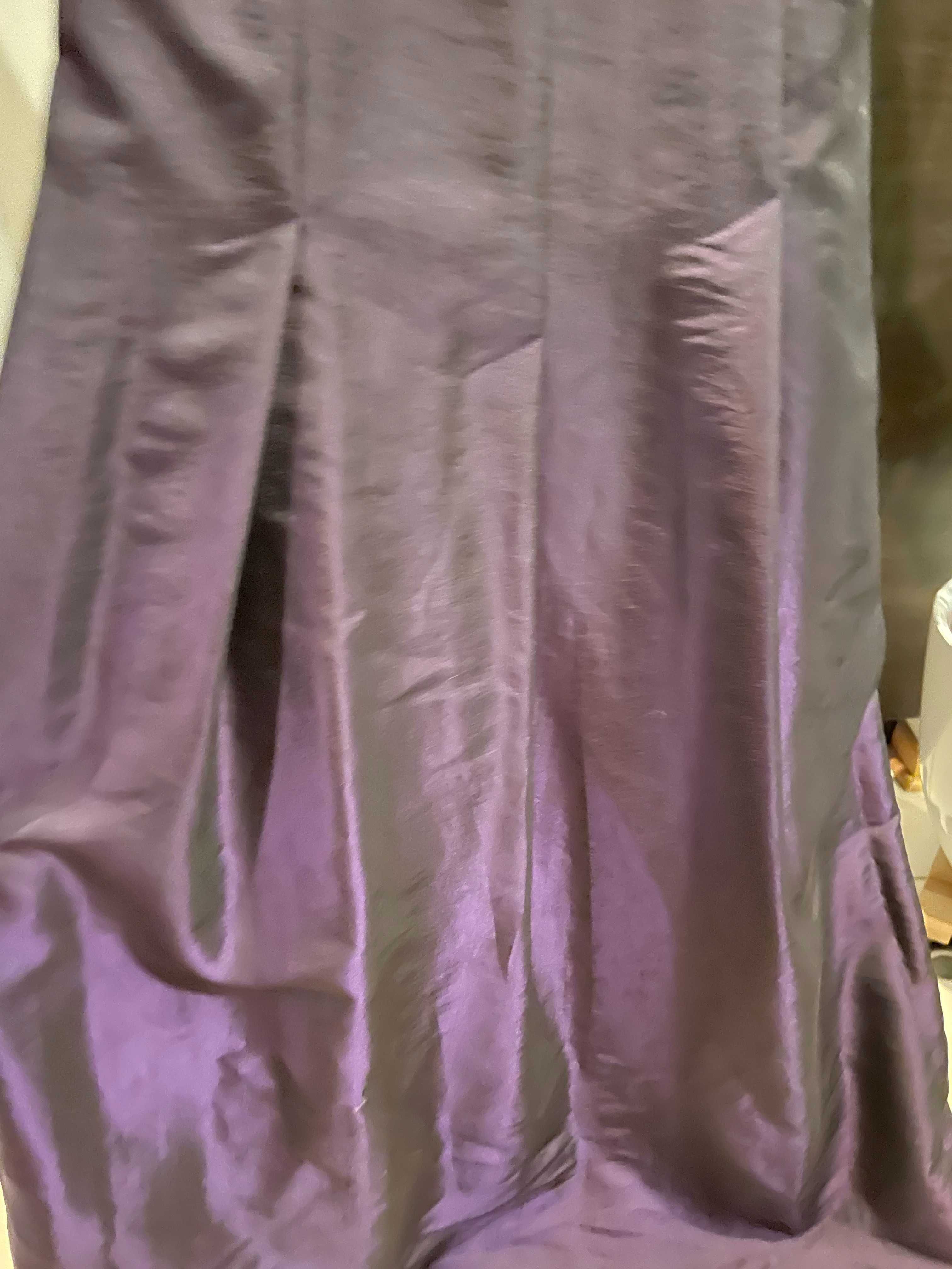Długa suknia z fioletowej tafty, roz. S, TROLL