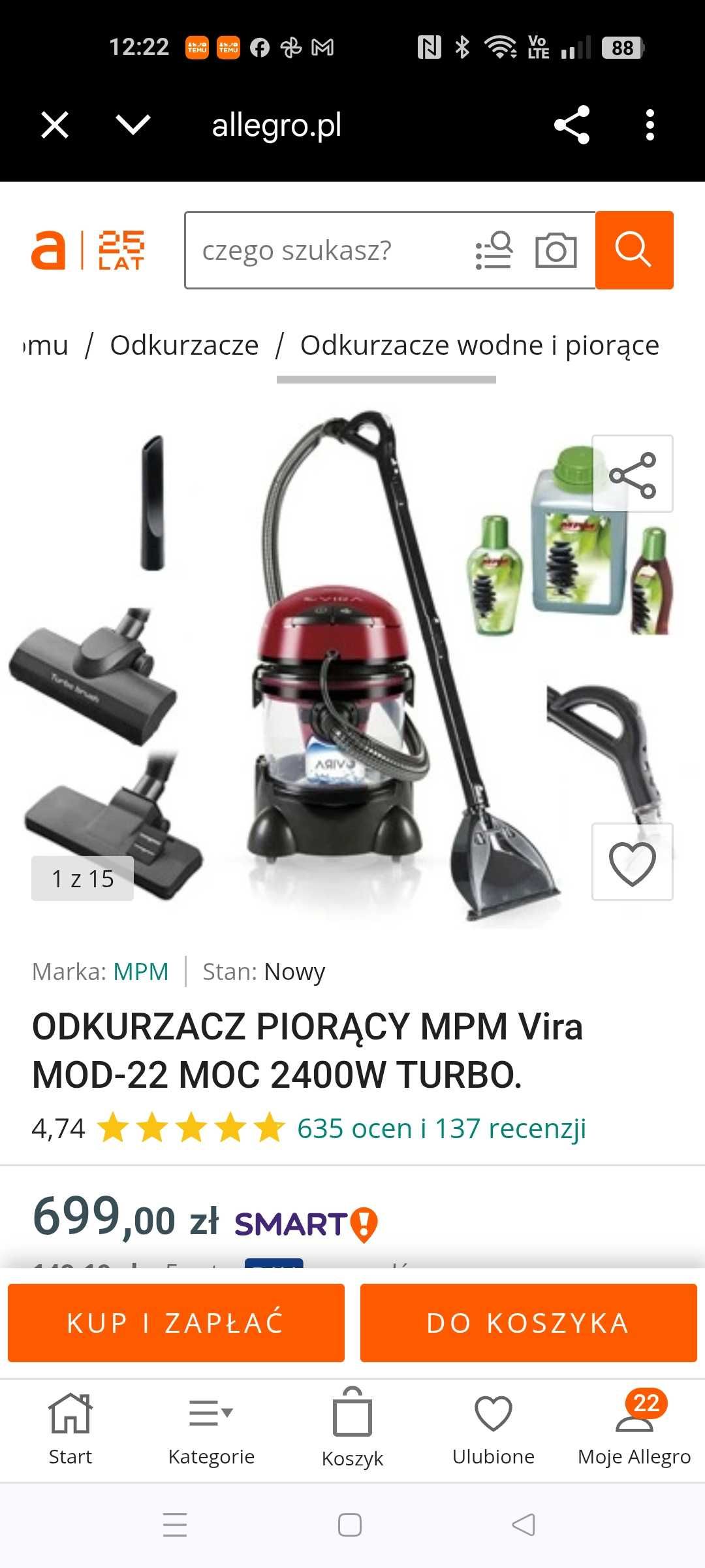 Odkurzacz piorący MPM TURBO