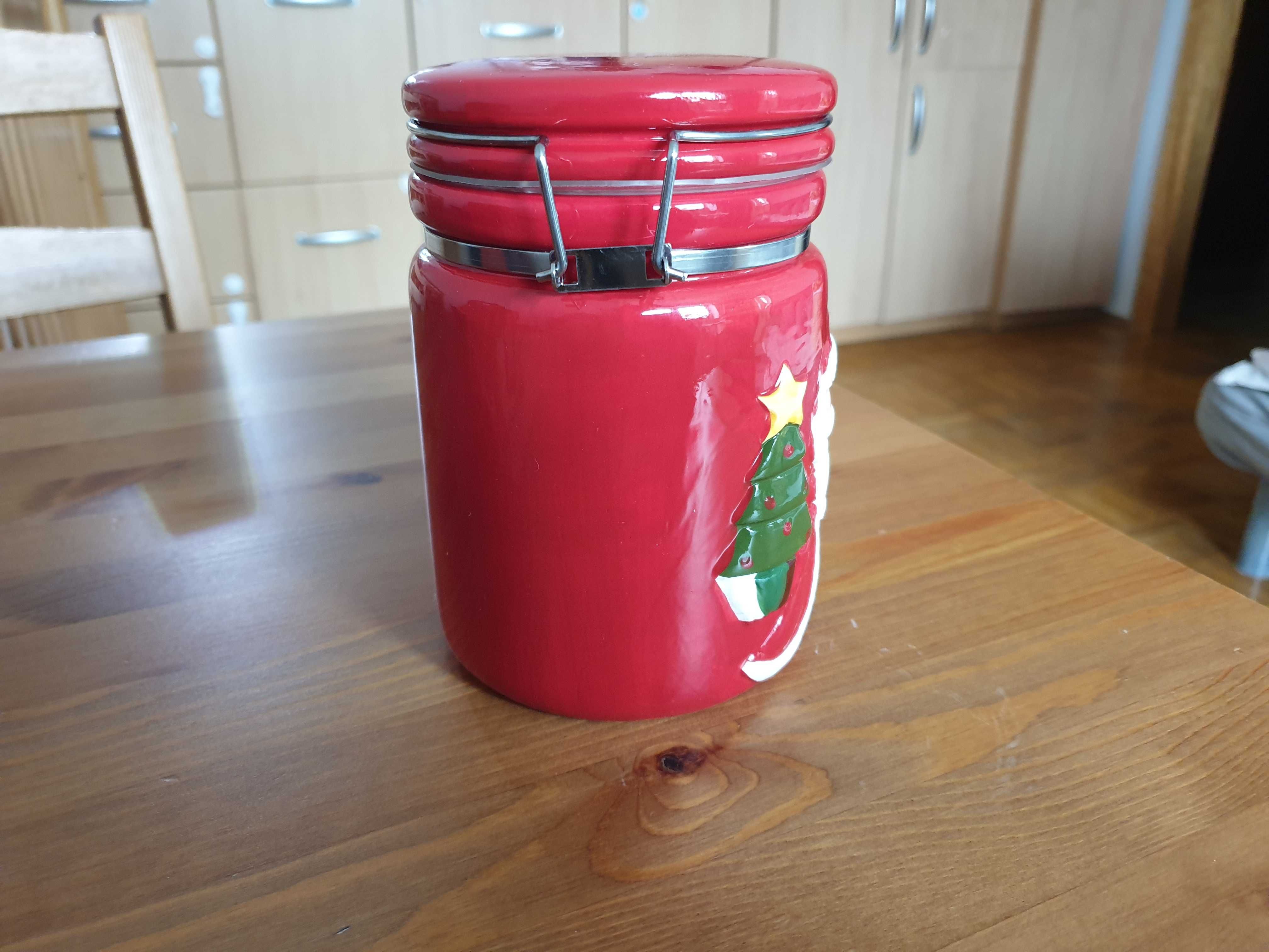 Słoik / pojemnik z ceramiczny pokrywką, świąteczny, Nowy