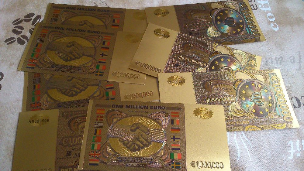 Milion Euro - banknot złocony, piękny! Taniej.