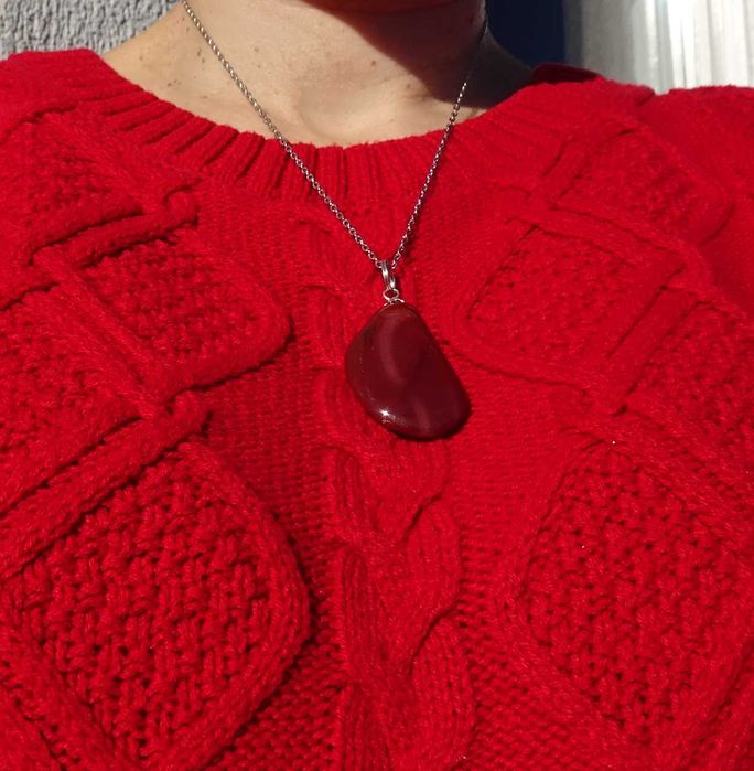 Wisiorek Jaspis mokait Mookait Stal Rękodzieło