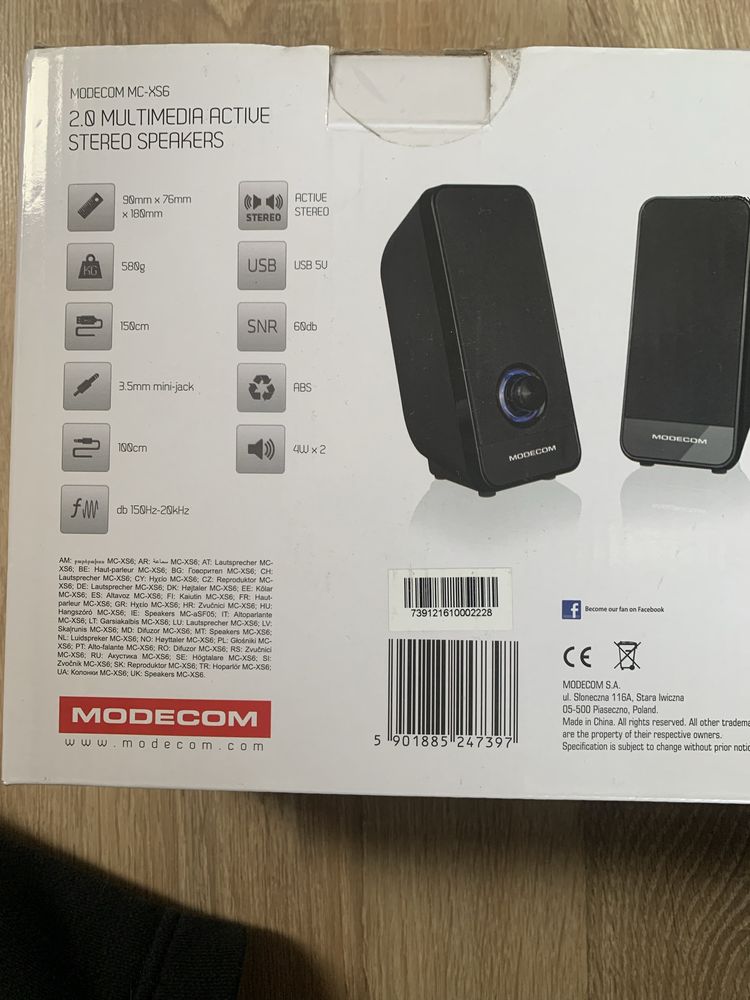 Głośniki modecom 2.0 multimedia active stereo speakers usb powered