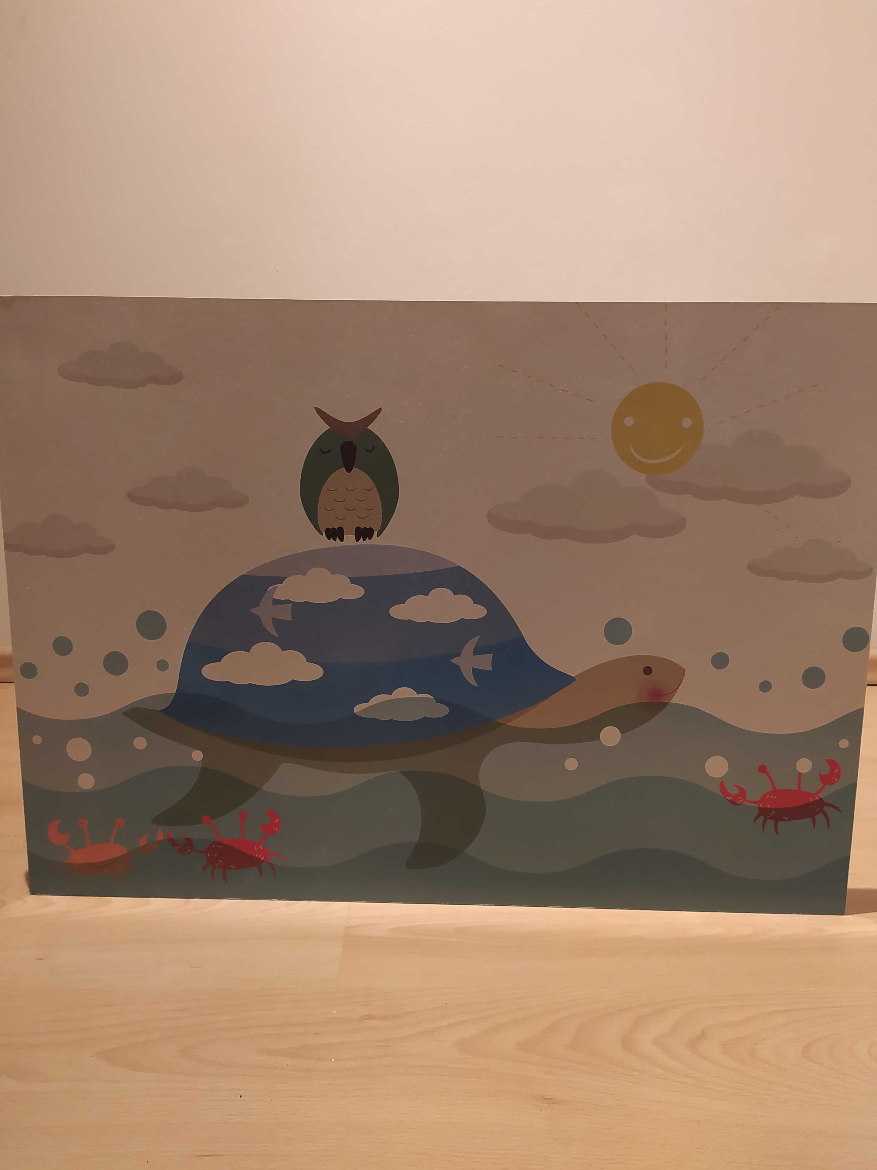 Obrazek do pokoju dziecięcego żółw i sowa Ikea