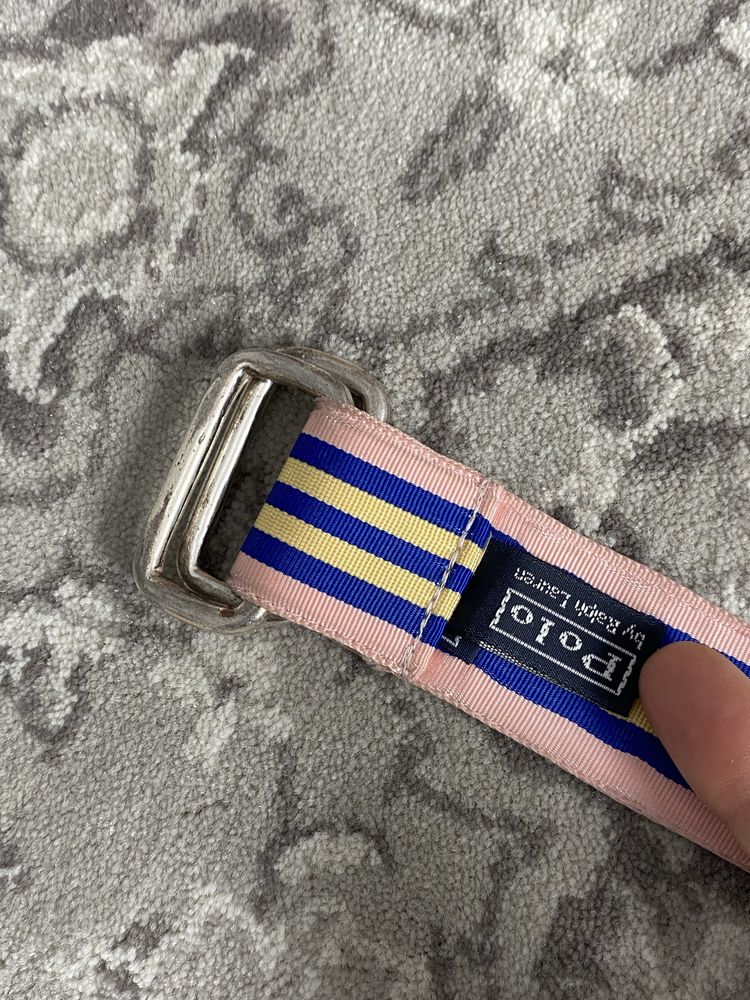 Vintage różowy granatowy pasek Polo Ralph Lauren 90cm