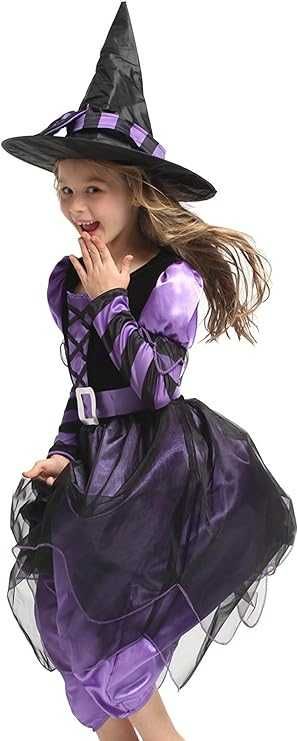 Kostium czarownica czarownicy na Halloween r. 134-140 cm W19