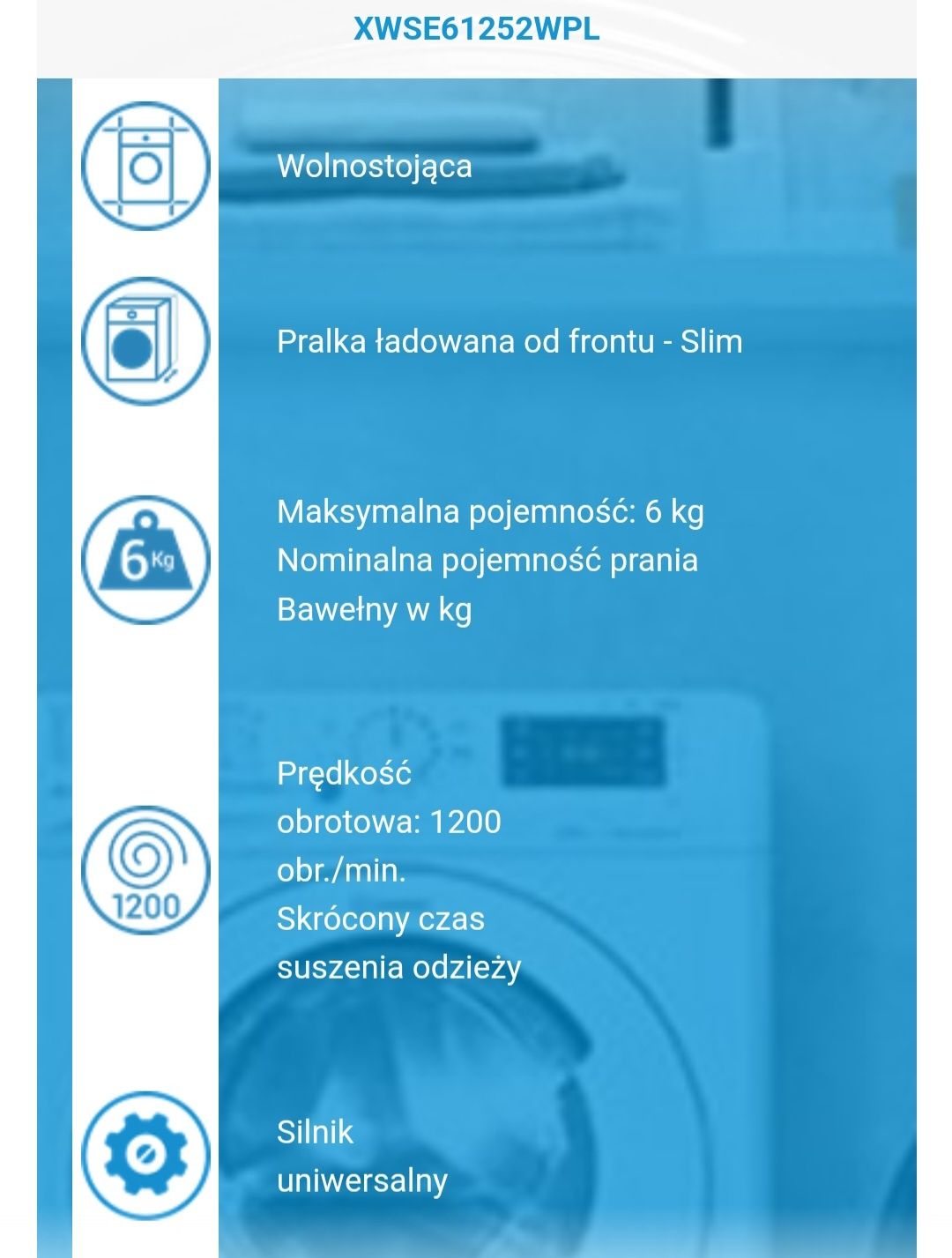 Pralka Indesit XWSE61252WPL,  używana.