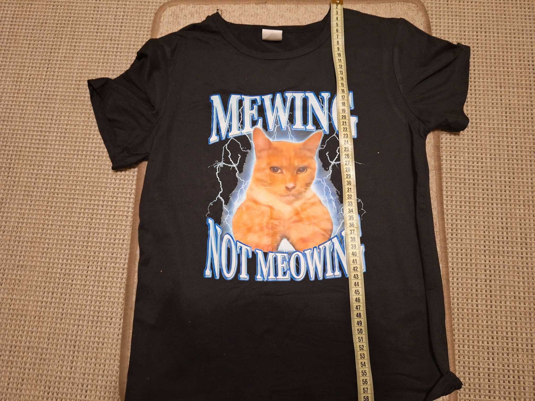 Czarna koszulka ze śmiesznym kotem unisex DO NEGOCJACJI