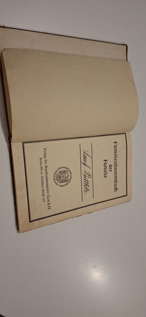 Książeczka Rodziny III Rzesza Niemiecka II Wojna Światowa