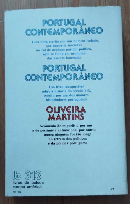 Portugal Contemporâneo Volume I - Oliveira Martins