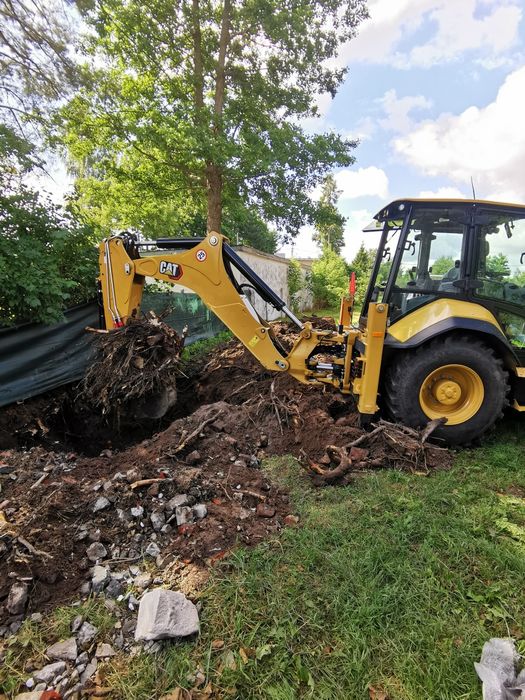 Usługi koparko-ładowarką, minikoparka 2.8 t. wiertnica, młot, wywrotka