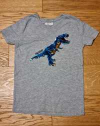 Koszulka dinozaur cekiny 140