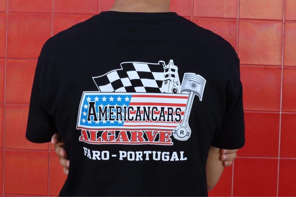 Tshirt Americancars Algarve Mustang Shelby Camara Hot rod USA Harley