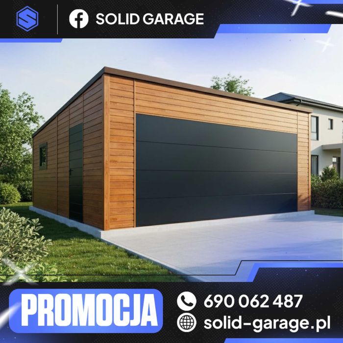 Garaż blaszany dwustanowiskowy 6x5m brama segmentowa drzwi okno