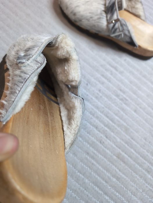 Сабо шльопанці 42р. 27см Devich шкіряні з хутром