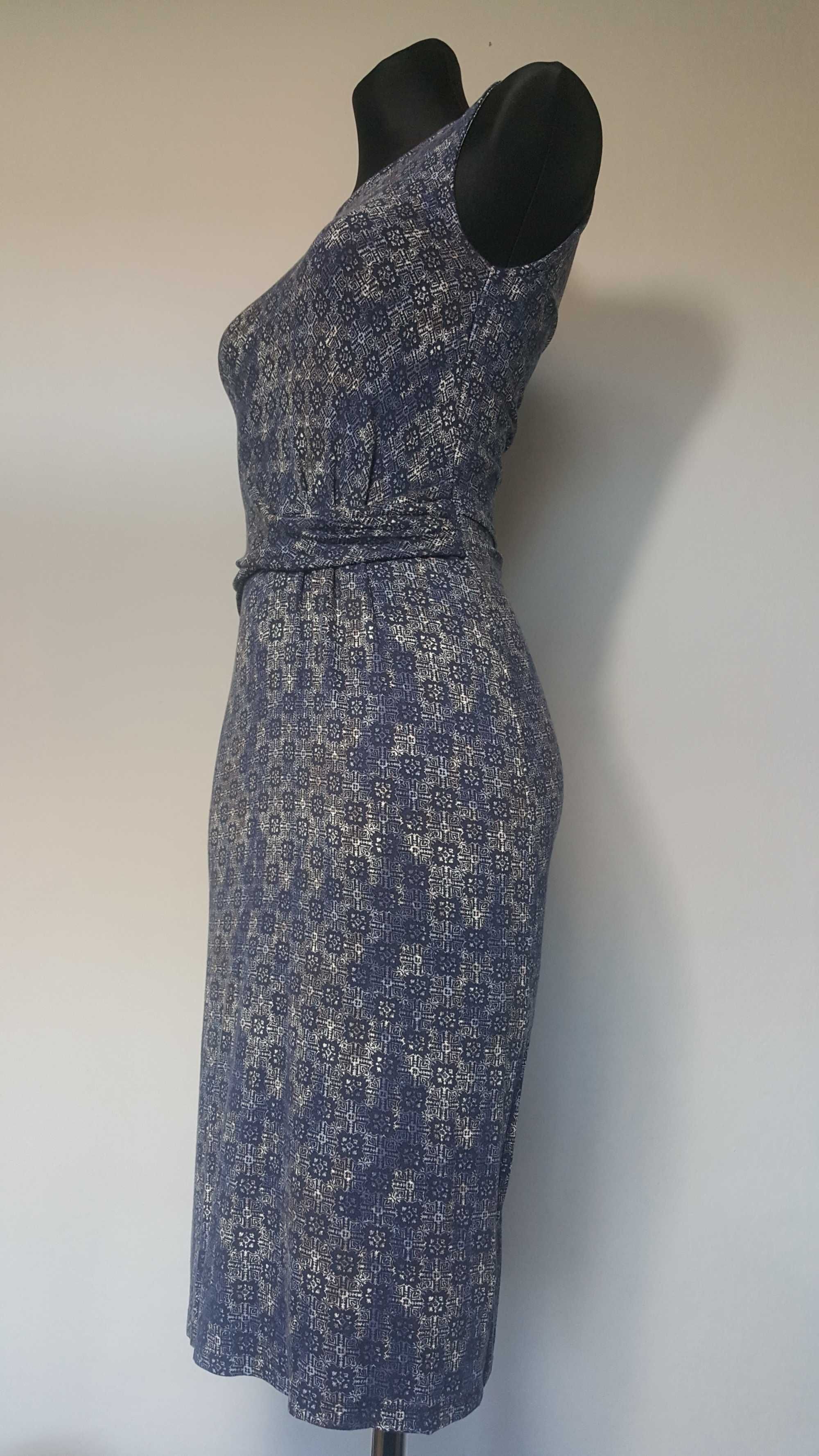 Tom Tailor Niebieska Granatowa dopasowana sukienka Hippie Boho 34 XS