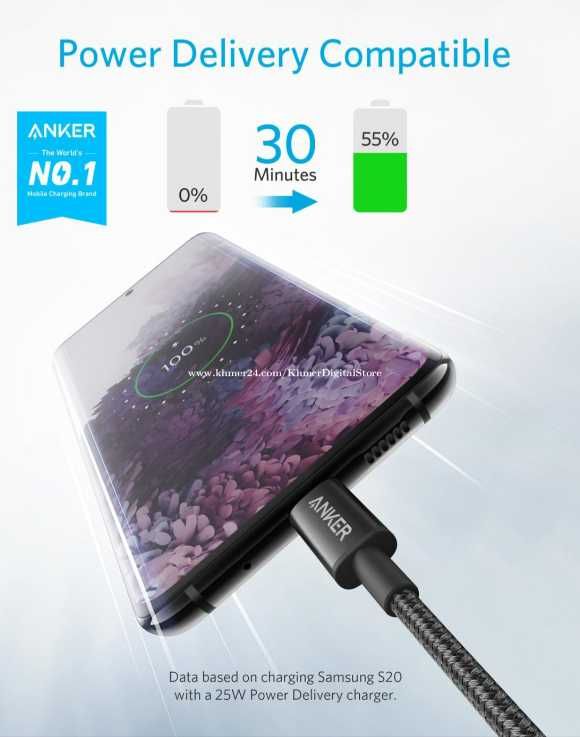 Anker USB C do USB C szybkie ładowanie typ C 60W iPhone'a, iPada