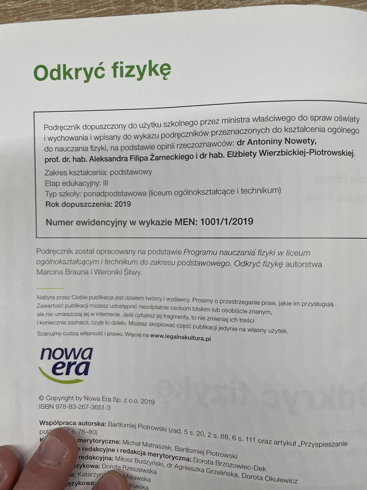 Podręcznik fizyka 1 klasa liceum podstawowa