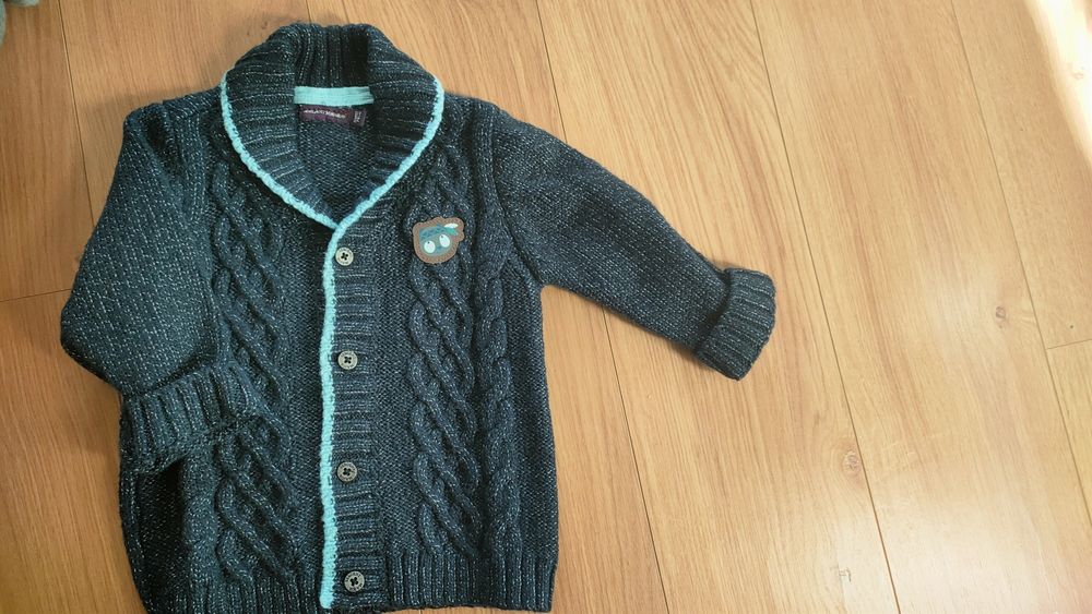Elegancki sweter rozpinany granat kardigan chrzest Sergent Major 74