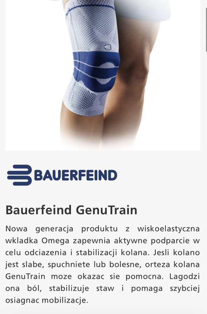 Bauerfeind GenuTrain roz 3 KOMPLET stabilizator orteza kolano