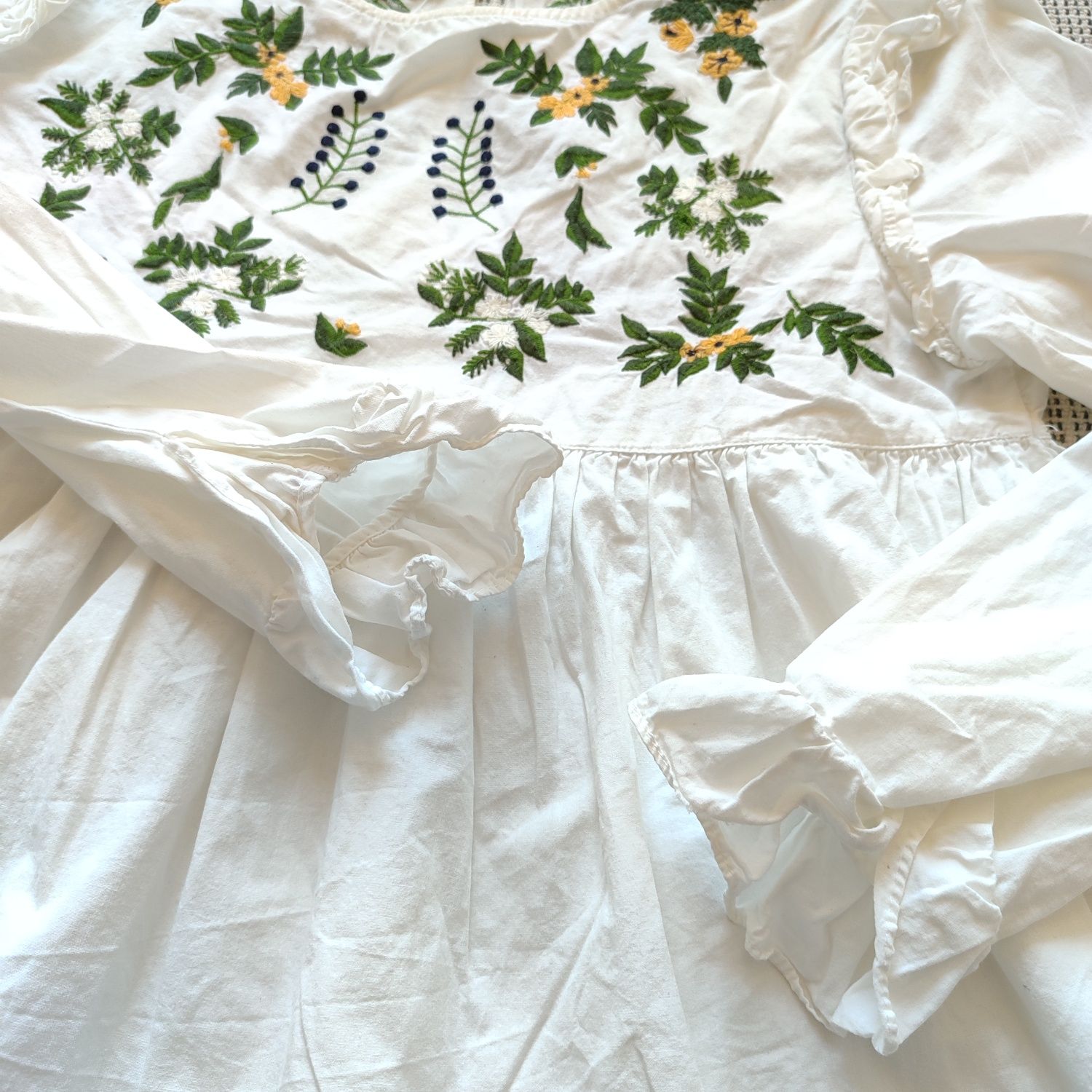 Biała koszula w kwiaty, wiosna oversize