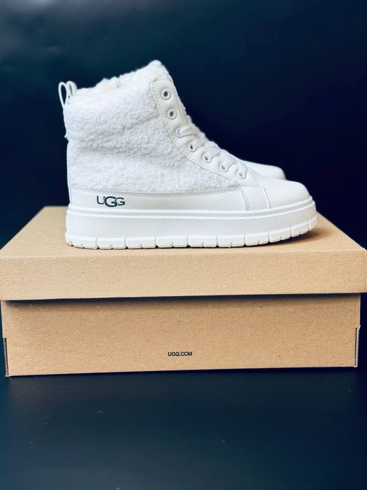 Кроссовки кеды сникерсы UGG / кожаные белые ботинки ugg/ угги ботінки